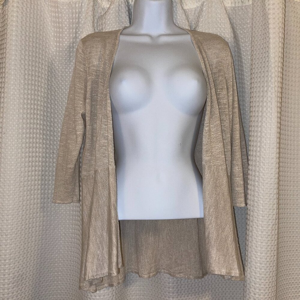 Eileen Fisher Linen Blend Lightweight Cardigan Sweater XS Beige